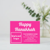 Business Hanukkah Pink Holiday Postkarte (Stehend Vorderseite)
