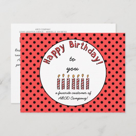 Business Happy Birthday Coupon Orange-Red Postkarte (Vorne/Hinten)
