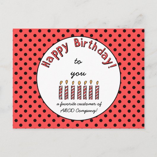 Business Happy Birthday Coupon Orange-Red Postkarte (Vorderseite)