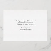 Business Happy Holidays Blue Real Gold Foil Card Folieneinladung (Rückseite)