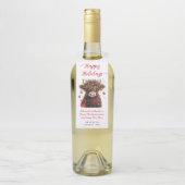 Business Happy Holidays Cute Festive Highland Cow Flaschenanhänger (Auf Flasche)