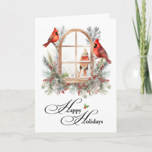 Business Happy Holidays Winter Kardinal Birds Karte