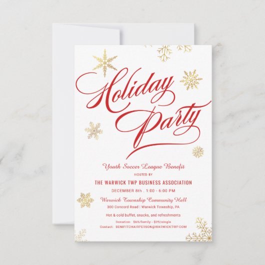 Business Holiday Benefit Fundraiser Snowflakes Einladung (Vorderseite)