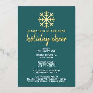 Business Holiday Cheer Party - moderne Schneeflock Folieneinladung
