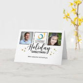 Business Holiday Greetings White 3 Foto Glitzer Karte (Gelbe Blume)