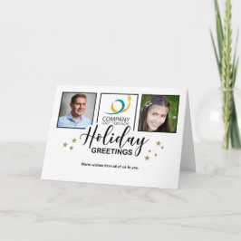 Business Holiday Greetings White 3 Foto Glitzer Karte