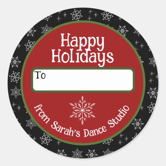 Business Holiday Sticker mit Schneeflocken (Vorderseite)