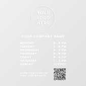 Business Hours Logo Create QR Code White Lettering Fensteraufkleber (Blatt)