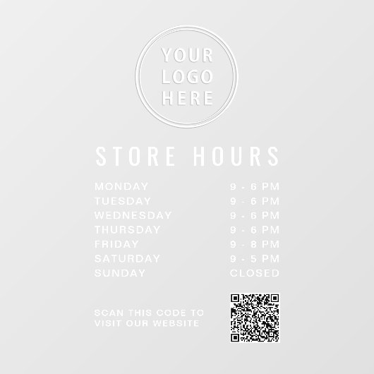 Business Hours Logo Create Your QR Code Fensteraufkleber (Blatt)