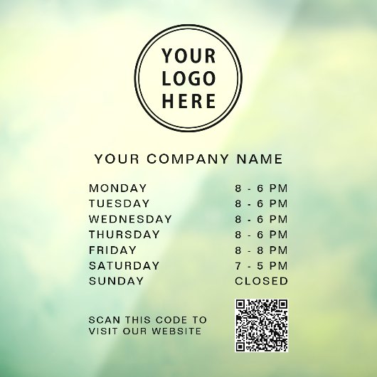 Business Hours Logo Create Your QR Code Fensteraufkleber (Blatt 3)
