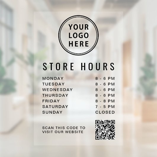 Business Hours Logo QR Code Fensteraufkleber