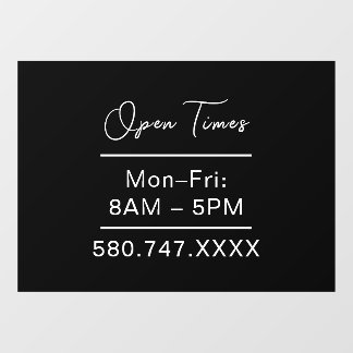 Business Hours & Phone Window Cling Fensteraufkleber