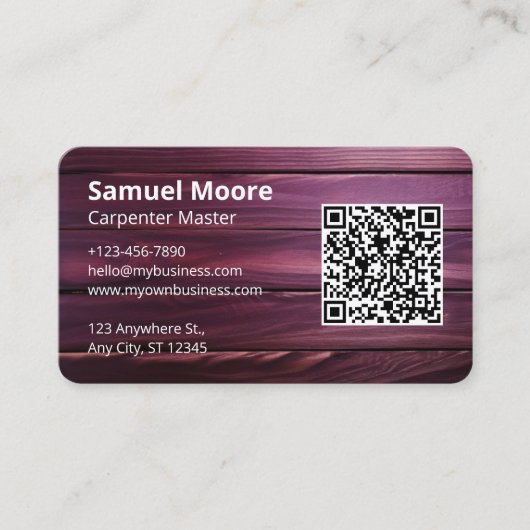 Business Info QR Code Carpenter Visitenkarte (Vorderseite)