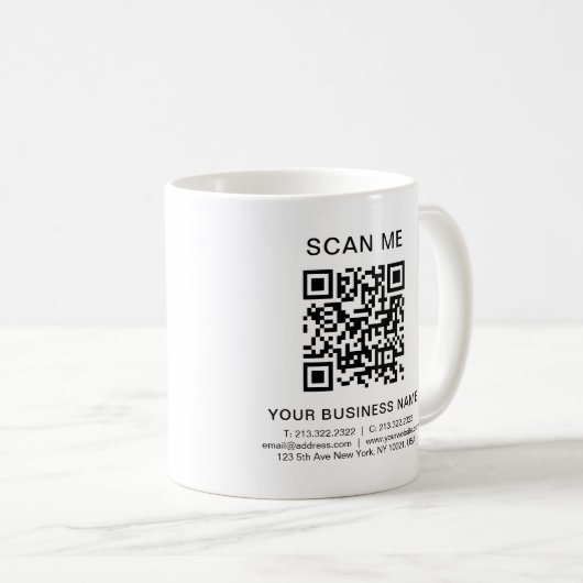 Business Info QR Code Scan Me Werbe-Custom Kaffeetasse (VorderseiteRechts)