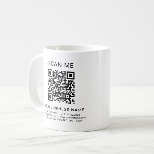 Business Info QR Code Scan Me Werbe-Custom Kaffeetasse (Vorderseite Links)