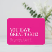 BUSINESS INSERT moderne niedlich danke fuschia pin (Stehend Vorderseite)