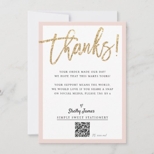 BUSINESS INSERT Moderne schicke Glitzer-Schrift er Dankeskarte (Vorderseite)