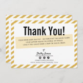 BUSINESS INSERT Modernes, minimales Streifen gelbe Dankeskarte (Vorne/Hinten)
