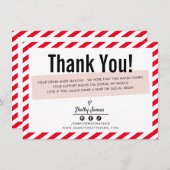 BUSINESS INSERT Modernes, minimales Streifen rosa Dankeskarte (Vorne/Hinten)