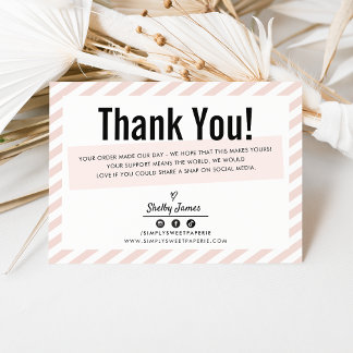 BUSINESS INSERT Modernes, minimales Strip-Rosa Dankeskarte