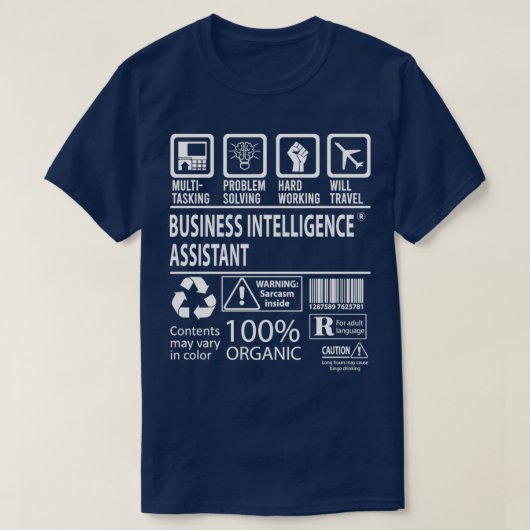Business Intelligence Assistant MultiTasking Certi T-Shirt (Design vorne)