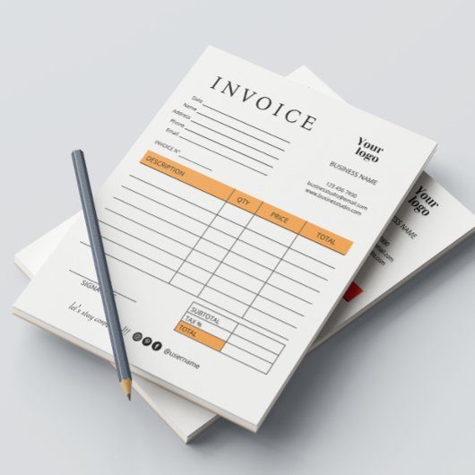 Business Invoice Sales Empfang Social Media Icons Notizblock