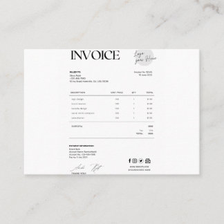 Business invoice telefonnummerkarte