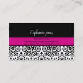 BUSINESS-KARTE fett gebratener Damast schwarz Fusc Visitenkarte (Rückseite)