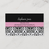 BUSINESS-KARTE fett gestrichener Damast schwarz bl Visitenkarte (Rückseite)