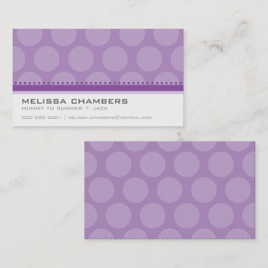 BUSINESS-KARTE Große Spot-Muster violett lila Visitenkarte (Vorne/Hinten)