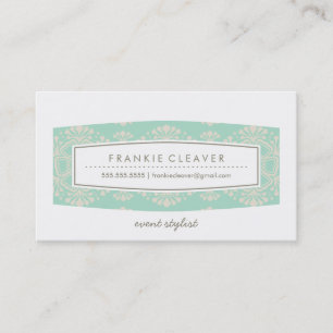 BUSINESS-KARTE Vintages Blumenmuster Minze Creme Visitenkarte
