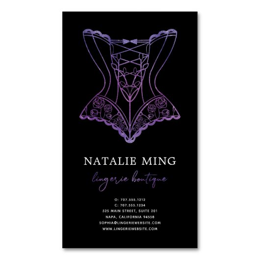 Business Lace Lingerie Boutique Magnetische Visitenkarte (Vorderseite Vertikal)