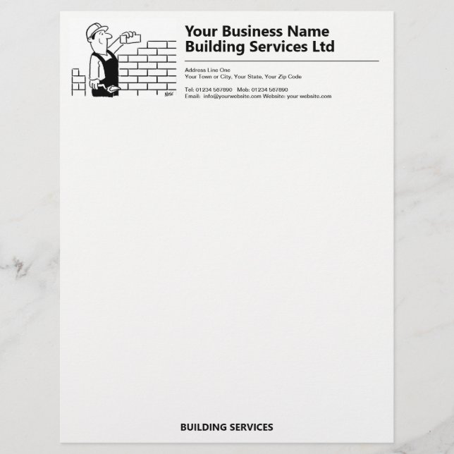 Business Letterhead für Builder & Gebäude Services Briefbogen (Vorderseite)