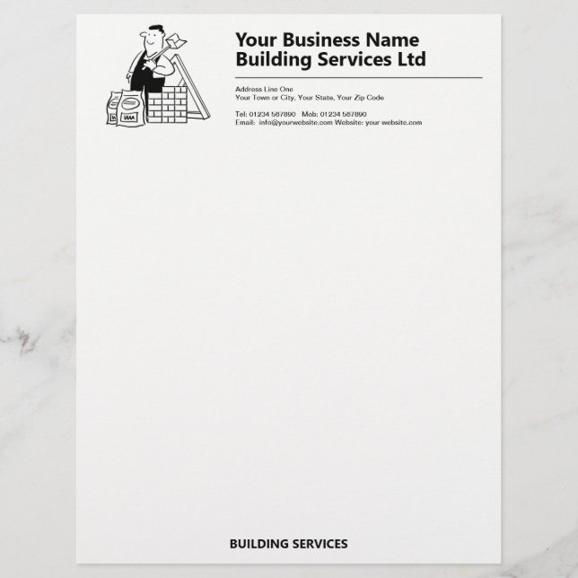 Business Letterhead für Builder & Gebäude Services Briefbogen (Vorderseite)