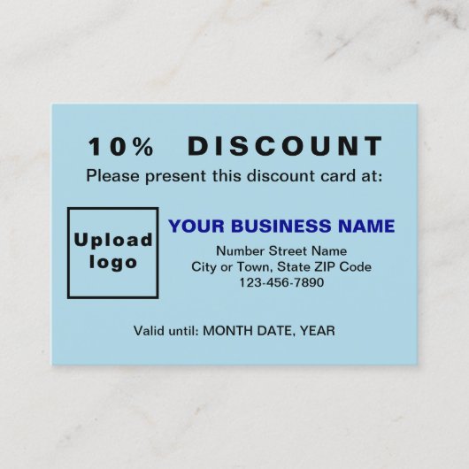 Business Light Blue Discount Card Rabattkarte (Vorderseite)