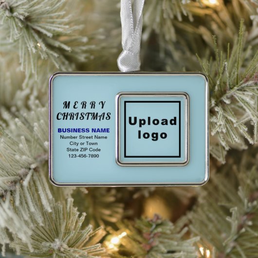 Business Light Blue Gerahmt Rectangle Rahmen-Ornament Silber (Baum)