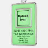 Business Light Green Portrait Rectangle Gerahmt Rahmen-Ornament Silber (Links)