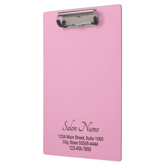 Business Light Pink Black Salon Name Telefon Klemmbrett (Links)