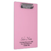 Business Light Pink Black Salon Name Telefon Klemmbrett (Rechts)