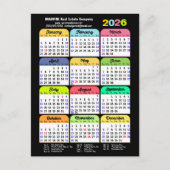 Business-Logo 2025 Kalender Modern Black Colorful Feiertagspostkarte (Vorderseite)