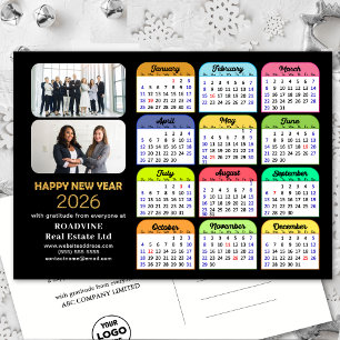 Business-Logo 2025 Kalender Modern Black Colorful Feiertagspostkarte