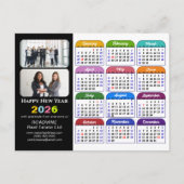 Business-Logo 2026 Kalender Modern Black Colorful Feiertagspostkarte (Vorderseite)
