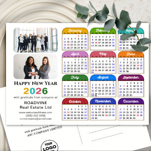 Business-Logo 2026 Kalender Modern Black Colorful Feiertagspostkarte