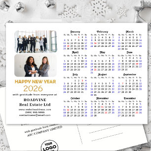Business-Logo 2026 Kalender Moderner Gold-Glitzer Feiertagspostkarte
