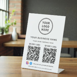 Business Logo 2 QR Codes Social Media Sockelschild