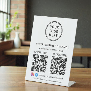 Business Logo 2 QR Codes Social Media Sockelschild