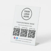 Business Logo 3 QR Codes Social Media Sockelschild (Vorderseite)