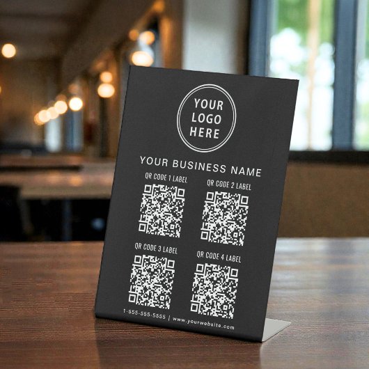 Business Logo 4 QR Codes Black Sockelschild