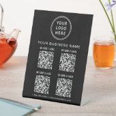Business Logo 4 QR Codes Black Sockelschild (In Situ)