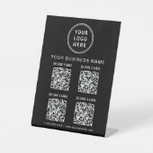 Business Logo 4 QR Codes Black Sockelschild (Vorderseite)